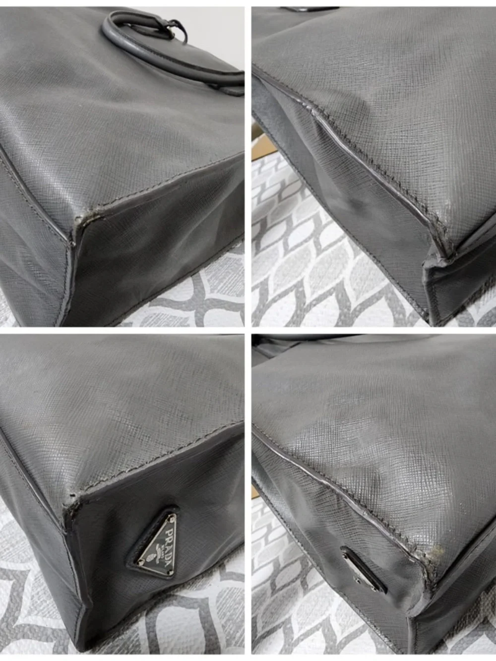 Authentic Prada Saffiano Lux Leather Galleria Tote Bag Grey - Picture 9 of 13